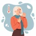 Illustration d'une femme malade qui tousse