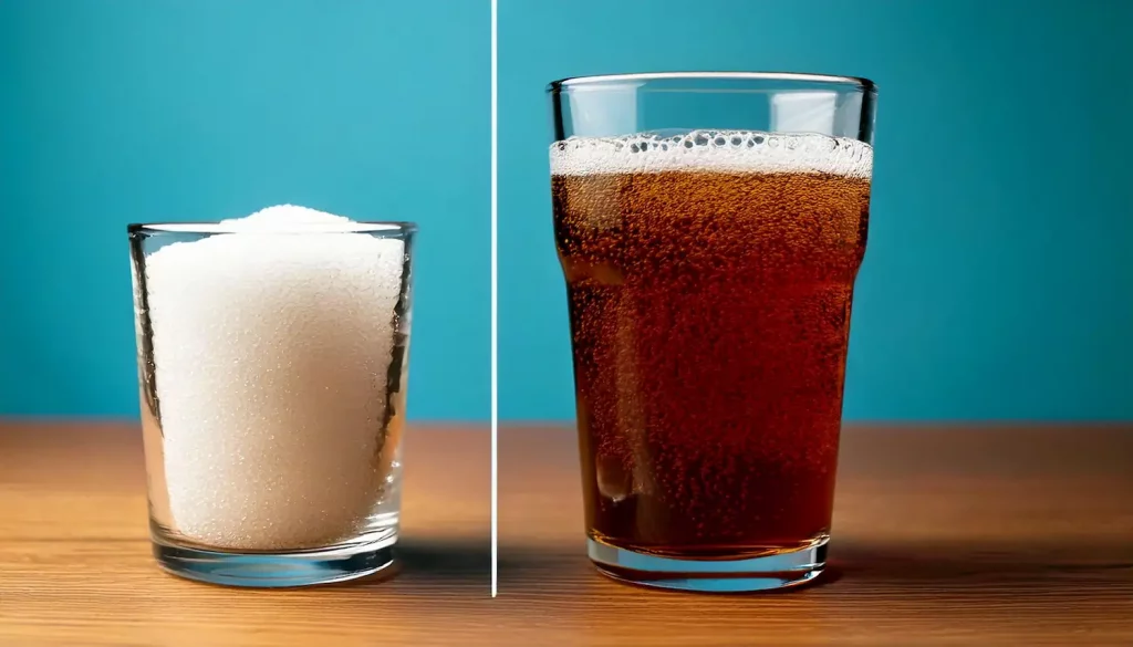 La quantité de sucre que vous consommez, sans vous en rendre compte, lorsque vous buvez un verre de soda.