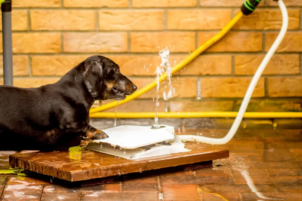 La fontaine manuelle est une bonne opportunité pour hydrater votre chien tout en le divertissant. 