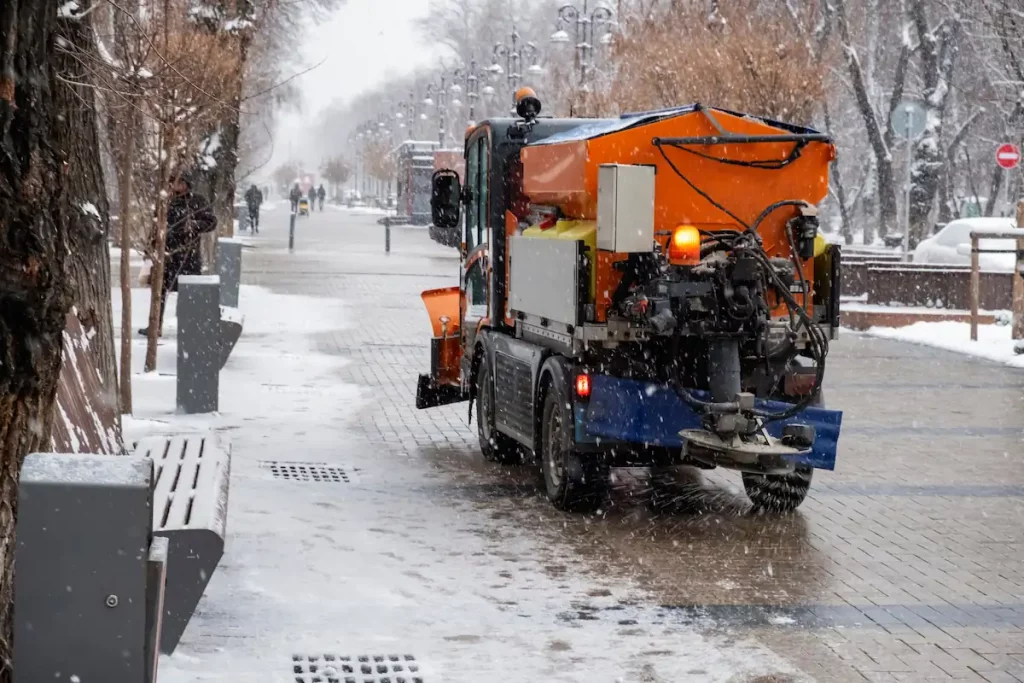 Illustration d'une machine à répandre du sel de déneigement.
