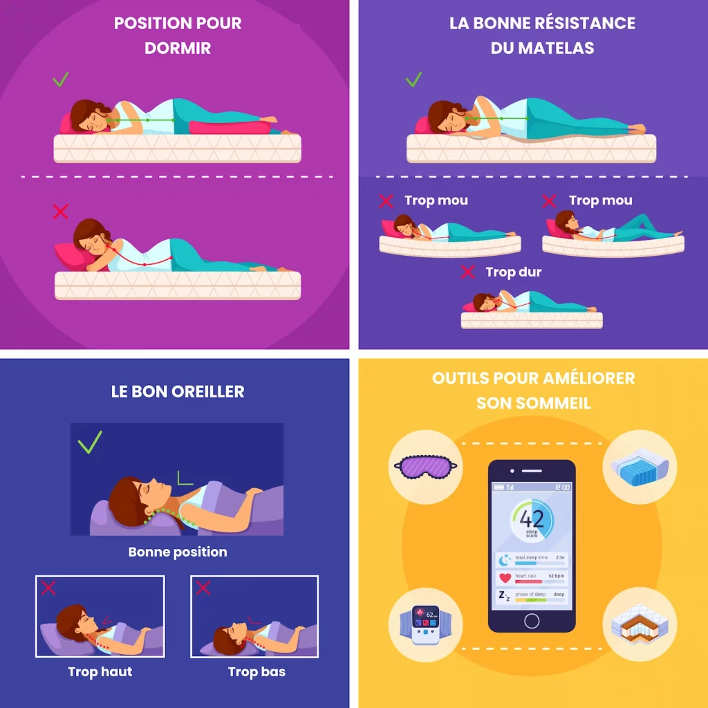 Infographie de conseils pour améliorer son sommeil au quotidien.