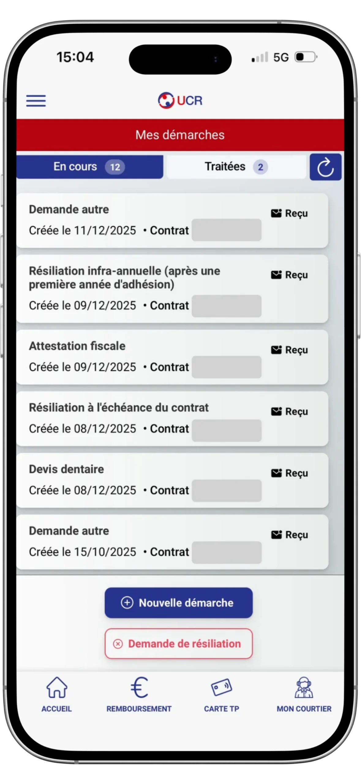 UCR Assurances mes démarches