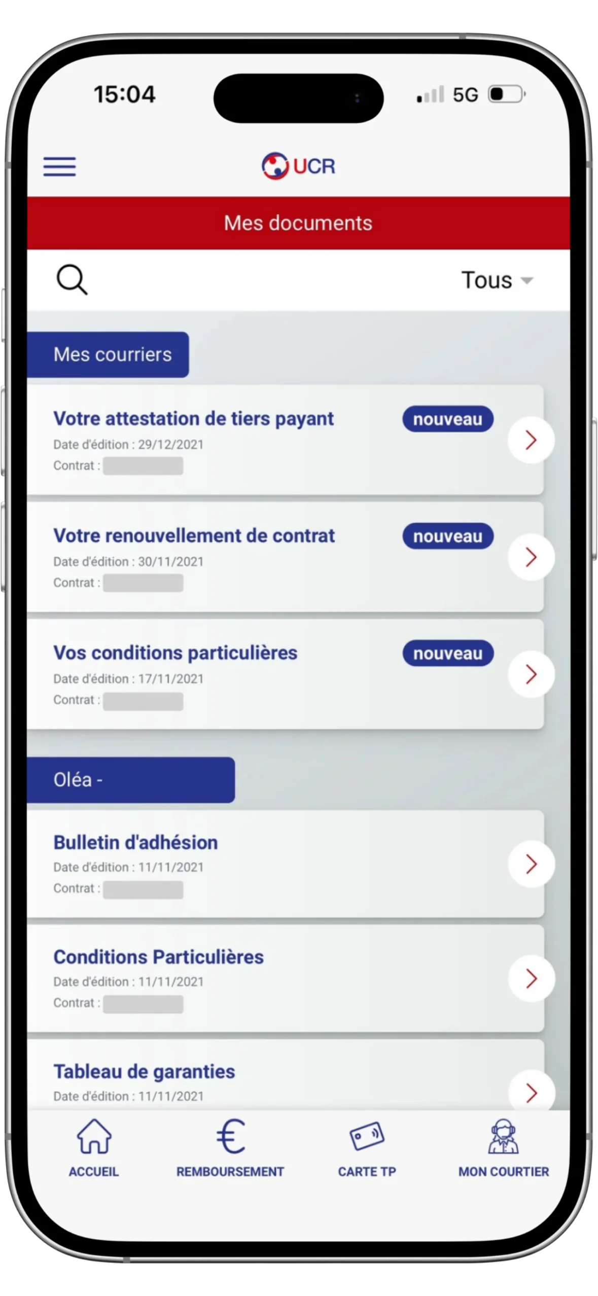 UCR Assurances mes documents