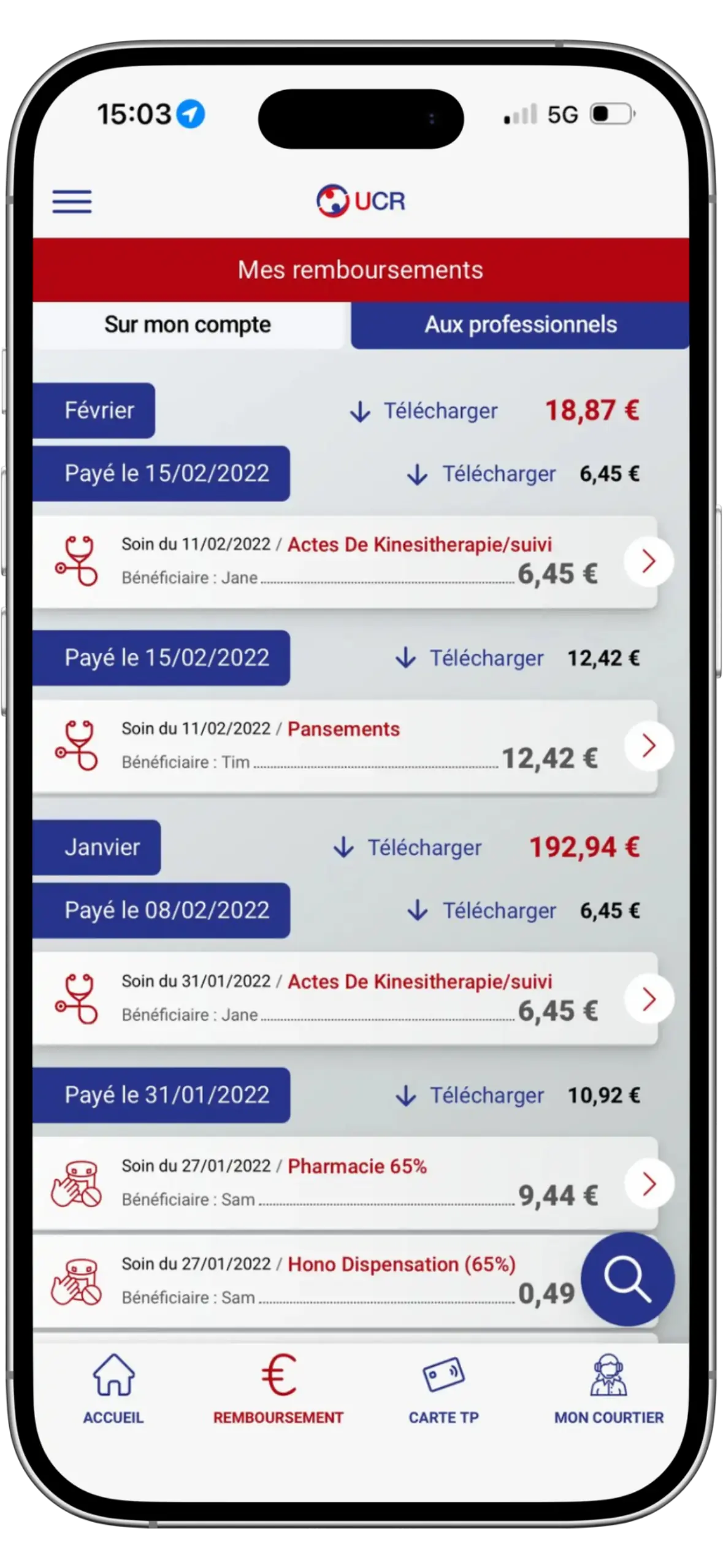 récapitulatif remboursement